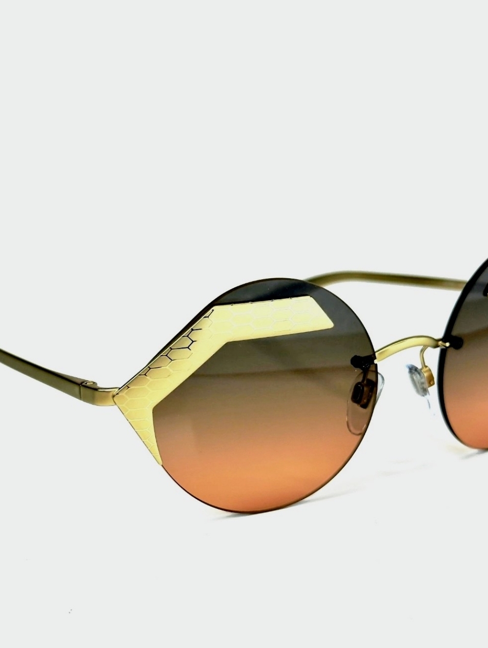 BVLGARI SERPENTEYES Brushed Gold Orange Metal Round Scales Sunglasses - Picture 4 of 10